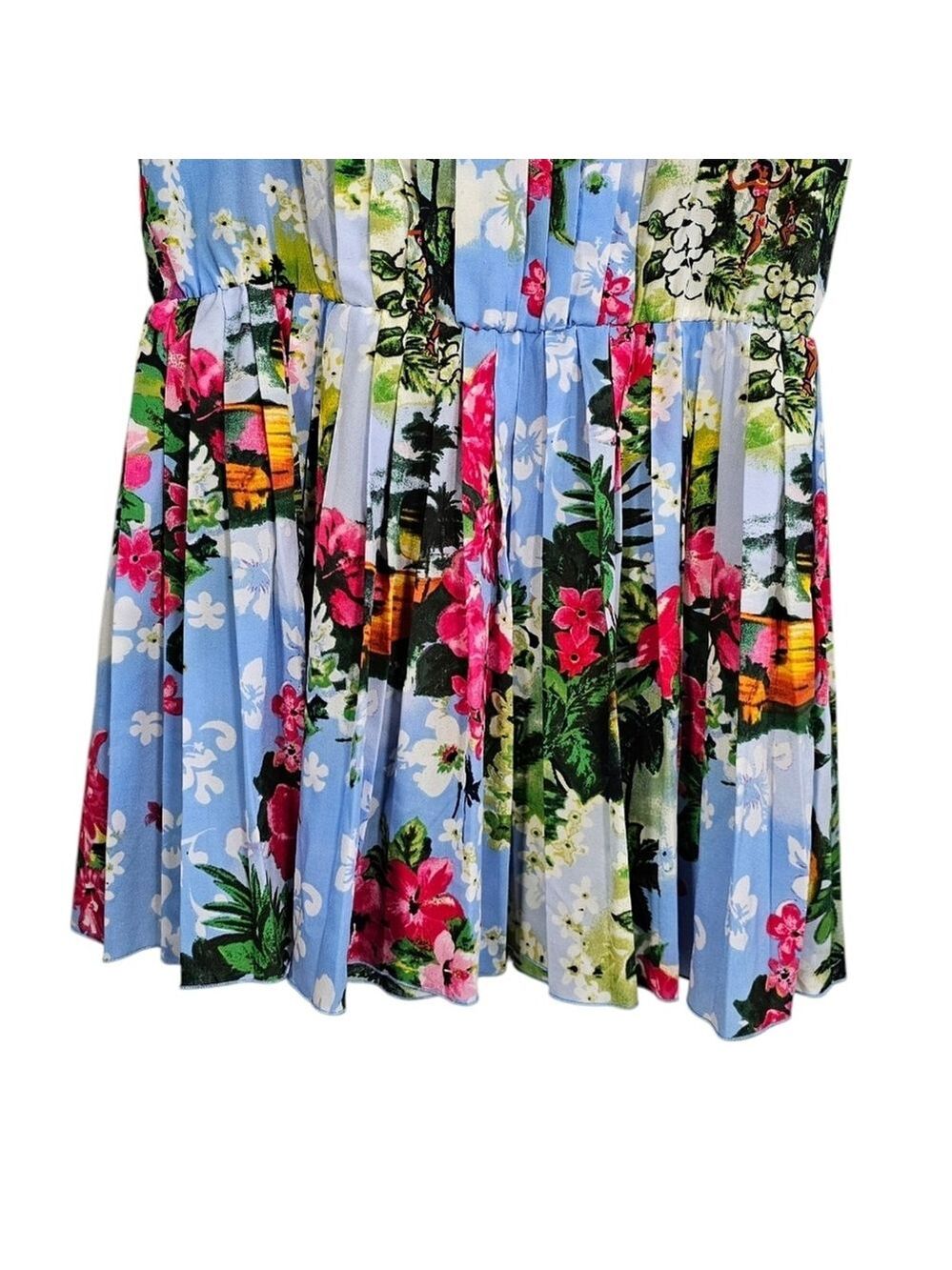 Juicy Couture Paradise Blue Sleeveless Hawaiian Floral Mini Dress Sz 4 - Picture 4 of 14